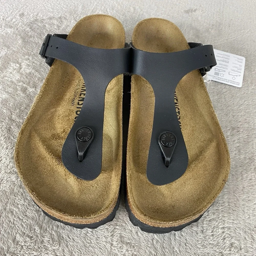 Birkenstock Gizeh Sandals Womens US 10 EU 41 Black Birko-Flor Regular Fit NEW
